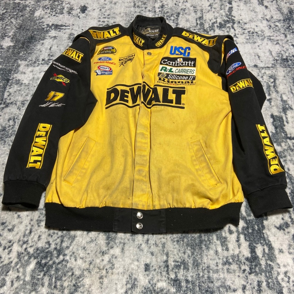 Chase Authentics DeWalt Racing Jacket Mens XL Roush Racing Matt Kenseth Yellow